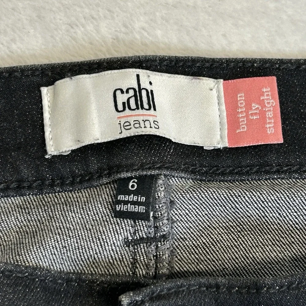 Cabi Black Button Fly Jeans Straight Leg Stretch Denim Pants 4149 Women's Size 6